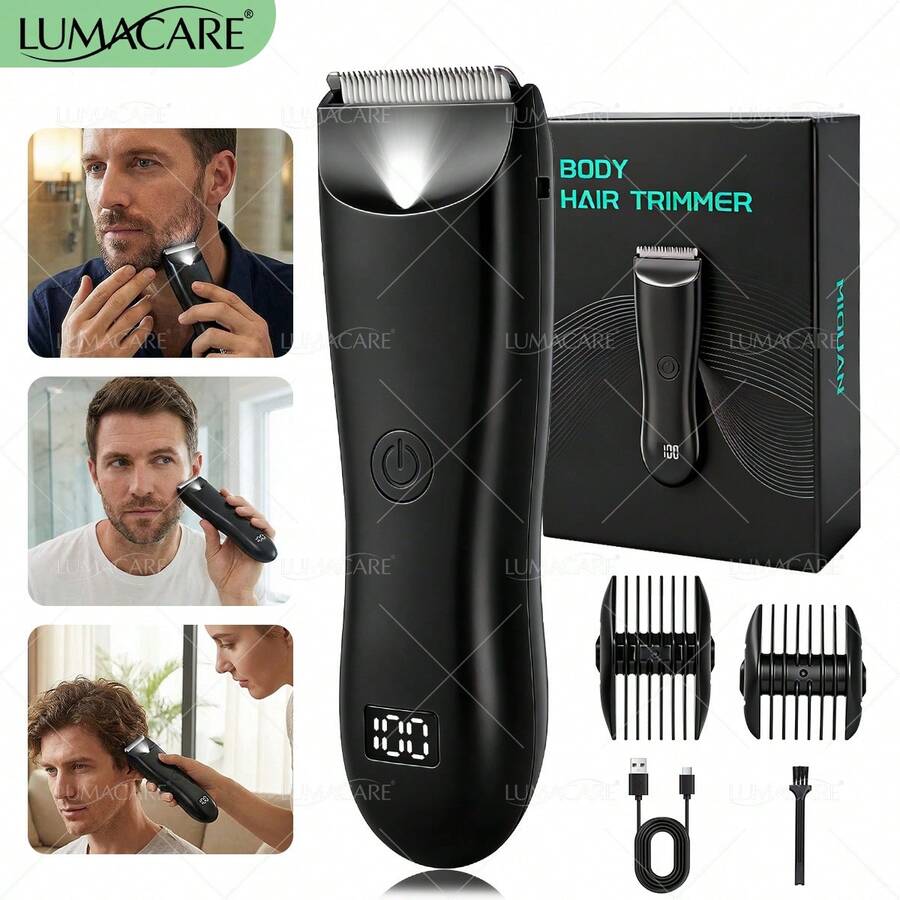 Multifunctional Men's Electric Body Hair Trimmer, USB Rechargeable 500mAh Professional Men's Electric Hair Clipper With Ceramic Blades, Includes 2 Limit Combs, Portable Men's Grooming Kit, Ideal Holiday Gift - Multicolor - View 1