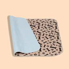 1pc Beige Pet Sleeping Mat With Dog Paw & Bone Print, 3-Layer Structure, Waterproof PVC Material, Highly Absorbent & Anti-Slip, Washable & Reusable - Beige - View 10