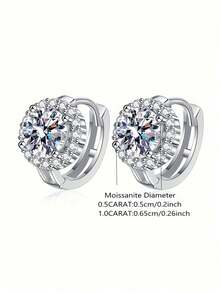 ConiiW 1 Đôi bông tai bạc 925 đính đá Moissanite tròn 1ct*2/0.5ct*2, thiết kế tròn cổ điển, phù hợp cho nữ giới, các cặp đôi, dự tiệc, tiệc chiêu đãi, phong cách tối giản cổ điển, thanh lịch thường ngày, sang trọng cao cấp, phong cách Hip-Hop Y2K, thích hợp đeo hàng ngày, quà tặng sinh nhật, kỷ niệm, ngày Valentine, Giáng sinh, Halloween. - Bạc - Xem 11
