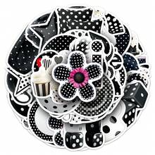 50PCS Black And White Polka Dot Ins Style Series Graffiti Stickers Self-Adhesive Graffiti Stickers, Suitable For DIY Water Cup, Handbooks, Skateboards, Luggage, Helmets, Etc - Square - View 1