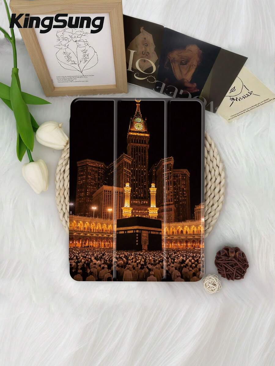 Kingsung Ốp bảo vệ máy tính bảng họa tiết Thánh đường Mecca và các vị thần, tương thích với iPad 9.7/10.2/10.5/10.9/12.9/Pro 11, Galaxy Tab S6 Lite 10.4 inch, Kindle Paperwhite thế hệ thứ 12 năm 2024, Kindle thế hệ thứ 11 năm 2022, cung cấp khả năng chống sốc mềm mại, hỗ trợ chân đế thông minh/tự động bật/tắt màn hình.
