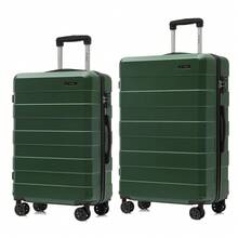 YONSLY 2‑Piece Suitcase Set 24/28 Inches With TSA Customs Lock YKK Zipper 4 Silent 360° Wheels Mesh Pocket Travel Suitcase For Vacation Family Outings - 深綠 - 查看 8
