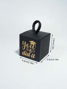 10pcs Graduation Favor Boxes With You Did It Gold Foil Design And Rope Handle Lid, Cube Gift Boxes For Graduation Party Supplies, Cute Candy Chocolate Packaging For Students Celebration,Small Keepsake Treat Boxes For Graduation Ceremony Gift Giving - 5.5X5.5X5.5cm - View 9