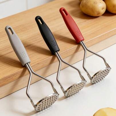 1 cái dụng cụ nghiền khoai tây chuyên dụng - Dùng cho gia đình và nhà hàng, tay cầm chống trượt, thép không gỉ, dễ vệ sinh, thích hợp cho khoai tây, rau củ và trái cây, lý tưởng cho người nội trợ và đầu bếp chuyên nghiệp. Dụng cụ nghiền/xay rau củ, dụng cụ nhà bếp thiết yếu, tay cầm tiện dụng, đồ dùng nhà bếp, đồ trang trí nhà cửa, quà tặng cho nữ, quà tặng cho nam