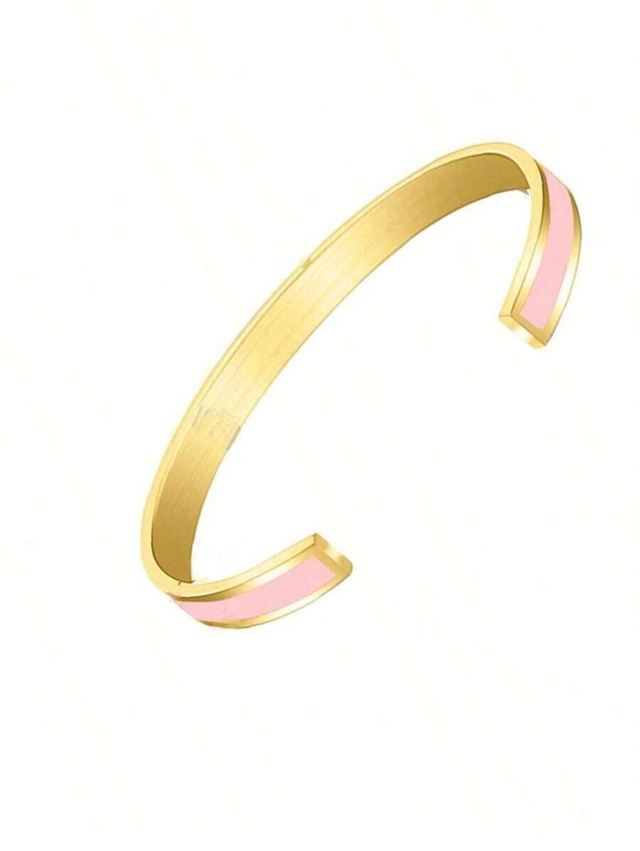Personalized Colorful Oil Drop Bracelet For Women Minimalist Cuff Bangle - 薄荷綠 - 查看 1