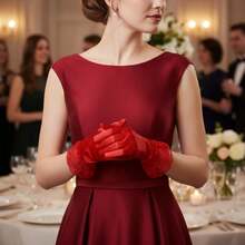 1Pair Of Simple One Size Elegant Lace Wedding Gloves | Bridal Photo Accessories | Dinner Dress Accessories | Exquisite Dress Glove Accessories - 白色 - 查看 4