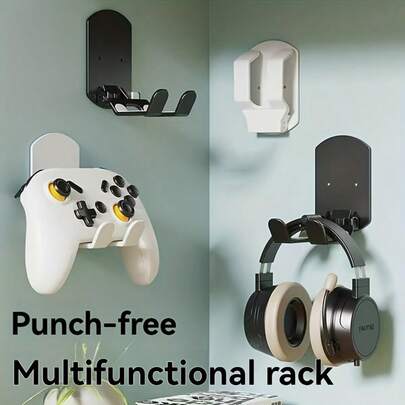 可折叠桌面收纳架：悬挂式，方便取用控制器和配件，适用于家庭办公室、游戏室和宿舍；节省空间的多隔层收纳架，带有快速取用槽和坚固的框架；现代简约设计，线条简洁，线缆整齐，适用于办公桌、书房和娱乐角落。