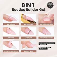 Beetles Builder Gel For Nails-Cover Nude Translucent 8 In 1 Nail Thickening Strengthening Building Apex - 1Pcs 15Ml Jelly Brown - 查看 2