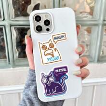 15张全新抽象猫咪贴纸 - 创意可爱趣味猫咪主题宠物贴纸，防水涂鸦贴纸 - 彩色 - 查看 6