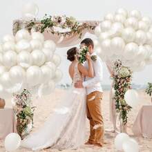 kumozawa 12 Inch (Approx. 30.5 Cm) White Balloons, 50pcs White Latex Balloons, Suitable For Engagement, Bachelorette, Bride, Gift, Wedding, Party, Birthday Decoration - White - View 2