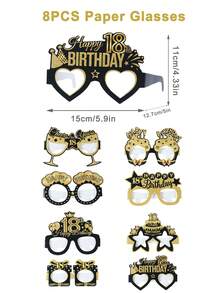 8Pcs/Set Black Gold Birthday Party Paper Eyeglasses,Birthday Party Photo Props,18th 30th 40th 50th 60th Birthday Party Glasses,For Adult Women Men,Happy Birthday Party Supplies,Party Accessories,18 30 40 50 60 Years Old Birthday Glasses Decor,Black Gold Birthday Party Decor,Eighteenth Thirty Forty Fifty Sixty Year Birthday Decor,Birthday Gift Party Favor - Black Gold - View 4