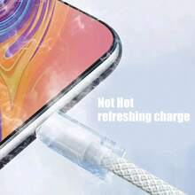 白色编织尼龙纤维 USB-C 转 USB-C 充电线 3 件套 60W PD 快充及数据传输 编织充电线 兼容 17 Pro Max/17 Pro/17/Air/16/15、S25/S24/S23/S22/S21 Ultra Plus 等机型 妇女节礼物 周年纪念日礼物 - 彩色 - 查看 6