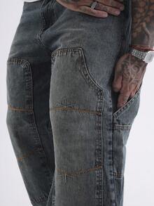 Baggy Carpenter Jeans Men's Wide Leg Pants Without Lycra Ref: 3162 - Burnt Green - View 5