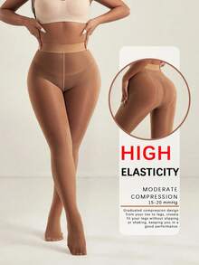 1 pieza Pantimedias transparentes y sexys para mujer de 40D, mallas minimalistas resistentes a los desgarros - Albaricoque - Ver 10