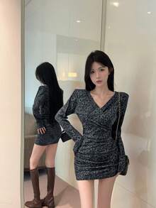 Women Short Dresses - Grey - View 2