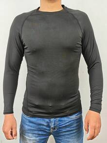 Men's Moisture Wicking Quick Dry Athletic Workout Long Sleeve T-Shirts, Breathable Cool Gym Running Sports Tops - Black - View 7