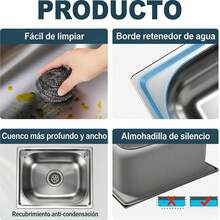 6 piezas fregadero de cocina de acero inoxidable de un solo seno, fregadero de barra de montaje superior, fregadero de cocina rectangular, fregadero de barra de cocina pequeño. - Plateado - Ver 2