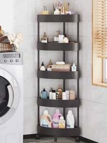 1pc Modern Minimalist 3/4/5 Tier Corner Shelf, Foldable Self-Standing Space-Saving Storage Rack, Easy Assembly, Waterproof Thickened PP Plastic Multi-Function Storage Basket, Solid Color Matte No Pattern Home Decor Storage Rack, All-Season Open-Shelf Multi-Layer Storage Rack With Anti-Slip - Multicolor - View 5