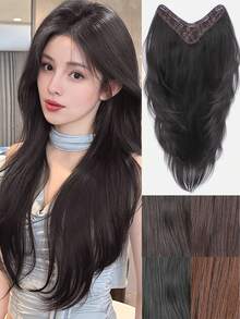 Tóc nối kẹp, tóc giả tổng hợp, kiểu tóc nhiều lớp xoăn vào trong, kèm 5 kẹp, thích hợp sử dụng hàng ngày cho nữ. - Nhiều màu - Xem 2