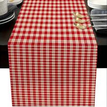 [Classic Check Tablecloth] High-Quality Polyester Red And White Checkered Tablecloth | Modern Kitchen Decor, Various Sizes For Home, Business Meetings, Hotels, Restaurant Events, Classic Check Pattern - 1pc-13*35.8in(33*91cm) - View 7