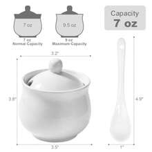 Sugar Bowl With Lid And Spoon Elegant Ceramic Container For Salt Pepper Spices And Sugar Easy To Clean Ideal For Coffee Bar Kitchen Counter And Dining Table 7 Oz E Porce Jar - White - View 5
