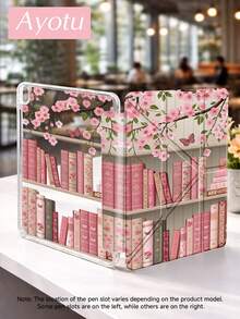 Ayotu 粉色樱花书架保护套,Y型支架翻盖设计,兼容iPad A16、iPad Pro 13/12.9/11、iPad Air 11/13、iPad mini、iPad Air 11英寸、Kindle(第11代,2024年发布)、Kindle Paperwhite(第12代,2024年发布) - 彩色 - 查看 3