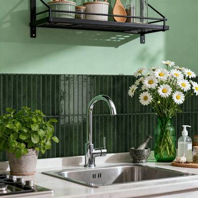 20 miếng dán tường tự dính họa tiết gạch men màu xanh lá cây, giấy dán tường chống thấm nước, thích hợp cho phòng khách, bếp, phòng tắm, phong cách Zellige.