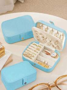 1pc Multi-Functional Jewelry Storage Box, Waterproof PU Leather Jewelry Organizer, Women's Luxury Jewelry Box For Necklaces, Rings, Earrings, Watches, Bracelets, Ideal For Mother's Day, Easter, Birthday Gifts, Perfume & Cosmetic Storage - Multicolor - View 8