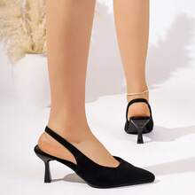 Giày sandal cao gót mũi nhọn thanh lịch dành cho nữ mùa xuân/hè, sandal đế xuồng mũi kín, quà tặng mùa đông, giày cao gót bít mũi mùa hè cho nữ. - màu đen - Xem 7