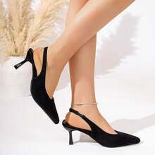 Giày sandal cao gót mũi nhọn thanh lịch dành cho nữ mùa xuân/hè, sandal đế xuồng mũi kín, quà tặng mùa đông, giày cao gót bít mũi mùa hè cho nữ. - màu đen - Xem 8