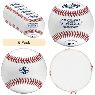 6-Pack Youth Tee Ball Training Baseballs For Practice And Development