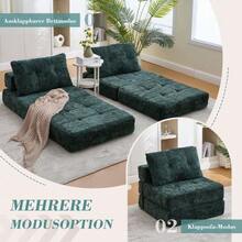Folding Sofa Bed, Sofa Bed With Armrests, Folding Mattress With Backrest, Portable Folding Sofa, Comfortable Low Sofa, Suitable For Living Room And Bedroom. - Màu xanh lá cây đậm - Xem 2