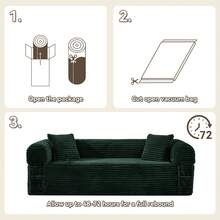 2-In-1 Convertible Sleeper Sofa Bed,3 Seats Compression Sofa With Fixed-Shape Frame, 82.67" Comfy Floor Couch With Pillows Hybrid Sofa Pocketed Spring - 墨綠色 - 查看 11
