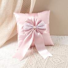 Flower Girl Baskets And Ring Bearer Pillow Set, Flower Girl Basket With Pearl Handle For Flower Girls, Ring Pillow For Ring Boy - Pink - View 2