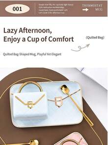 1 chiếc cốc cà phê sứ 10oz kèm thìa và đĩa lót, cốc cappuccino hình túi xách, cốc hình túi xách thanh lịch, thích hợp cho bữa sáng, trà chiều, gia đình, sân vườn, nhà hàng, quà tặng tựu trường. - A - Xem 7