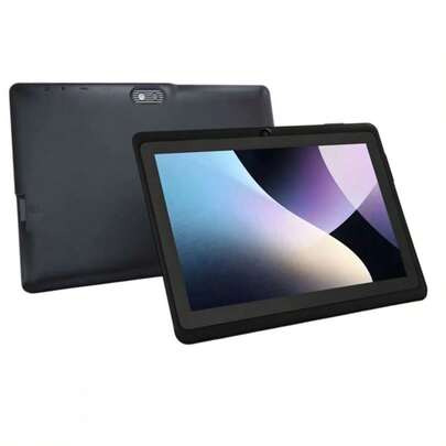 Tablette pour enfants de 7 pouces, mini format, dernier système Android, 4 Go de RAM et 64 Go de ROM, batterie 4000 mAh, caméras avant et arrière, écran oculaire, contrôle parental, applications d'apprentissage et de divertissement préinstallées, jeux interactifs parent-enfant pour améliorer la concentration des enfants, boîtier noir, choix de plusieurs étuis de protection en silicone mignons