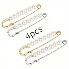 4pcs Faux Pearl Scarf Clips, Shawl Pins, Sweater Brooch For Women - Default (4pcs) - View 11
