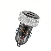 1个闪亮水钻车载充电器，PD Type-C和QC3.0 USB快速充电适配器，12/24V通用，适用于轿车、卡车、SUV，三合一快速充电线，兼容手机、耳机、行车记录仪、GPS、无人机等。完美的生日和节日礼物，豪华汽车配件。 - A - 查看 14