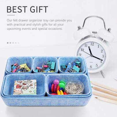 Felt Drawer Organizer Tray, 8-Pack Shallow Desk Drawer Storage Boxes, Save Desk Space, Divider Boxes Suitable For Office Gadgets And Jewelry Storage.