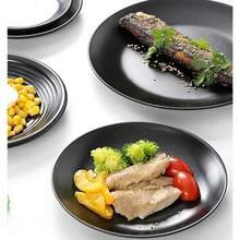 Set Juego Platos Melamina Gruesa Negro Moderna 6pzas - Negro - Ver 9