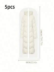 5pcs/1PC Set Of Clothes Dust Covers Hanging Pockets For Clothes, Long Style Down Jacket Suit Home Transparent Coat Bag - Multicolor - View 15