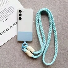 Cordón trenzado de 3 hebras para teléfono, correa de muñeca suave de 3 capas, cadena cruzada anti-pérdida, adecuada para uso diario, 6 opciones de color - Azul Cadete - Ver 2