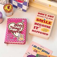 A7尺寸复古硬面口袋笔记本，96页方格内页，带丝带书签，可作日记/便签本，办公学习用品，返校季必备，独特礼物，励志之选 - 均碼 - 查看 24