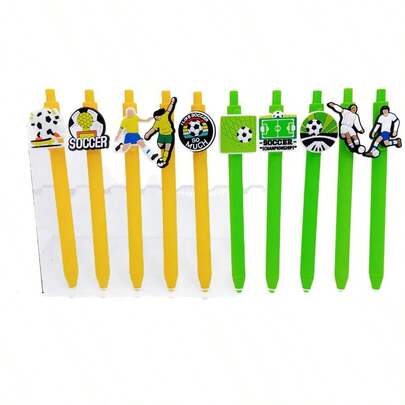 Bộ bút bi bấm hình quả bóng đá, bút viết thân tròn thoải mái với mặt dây chuyền hình quả bóng đá, chiều dài 14,5cm, thích hợp sử dụng hàng ngày và làm vật sưu tầm cho người hâm mộ.