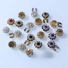 1 pièce Bouton recouvert de cristaux et de strass, clip décoratif détachable convenant pour les poignets de chemises, sacs et chaussures des hommes et des femmes, accessoire de mode brillant - rond - Voir 6