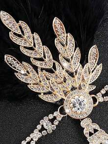 1920s Baffle Feather Headband Roaring 20s Bohemian Headpiece Women's 1920s Headband Baffle Feather Headpiece Diamond Pattern Zinc Alloy - Multicolor - View 8