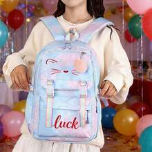 Ba lô hình mặt mèo dễ thương - Ba lô dung tích lớn với dây đeo vai có thể điều chỉnh, khóa kéo nhẹ, in hình Stitch và thiên thần, quà tặng sinh nhật hoặc quà tựu trường, ba lô thường ngày, thiết kế vui nhộn, bền chắc, phù hợp cho thanh thiếu niên, đồ dùng học tập thiết yếu cho năm học mới. - Nhiều màu - Xem 8