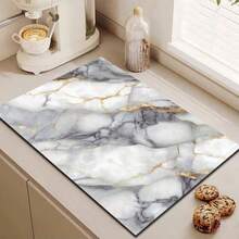 1 pieza, Alfombrilla de cocina con estampado de mármol, Alfombrilla para escurridor de platos, Alfombrilla para barra de café, Alfombrilla para encimera de cocina, Alfombrilla para secar utensilios. Adecuada para usar en cocinas, comedores, mesas de patio y con fines decorativos en ambientes de cocina. - Multicolor - Ver 2