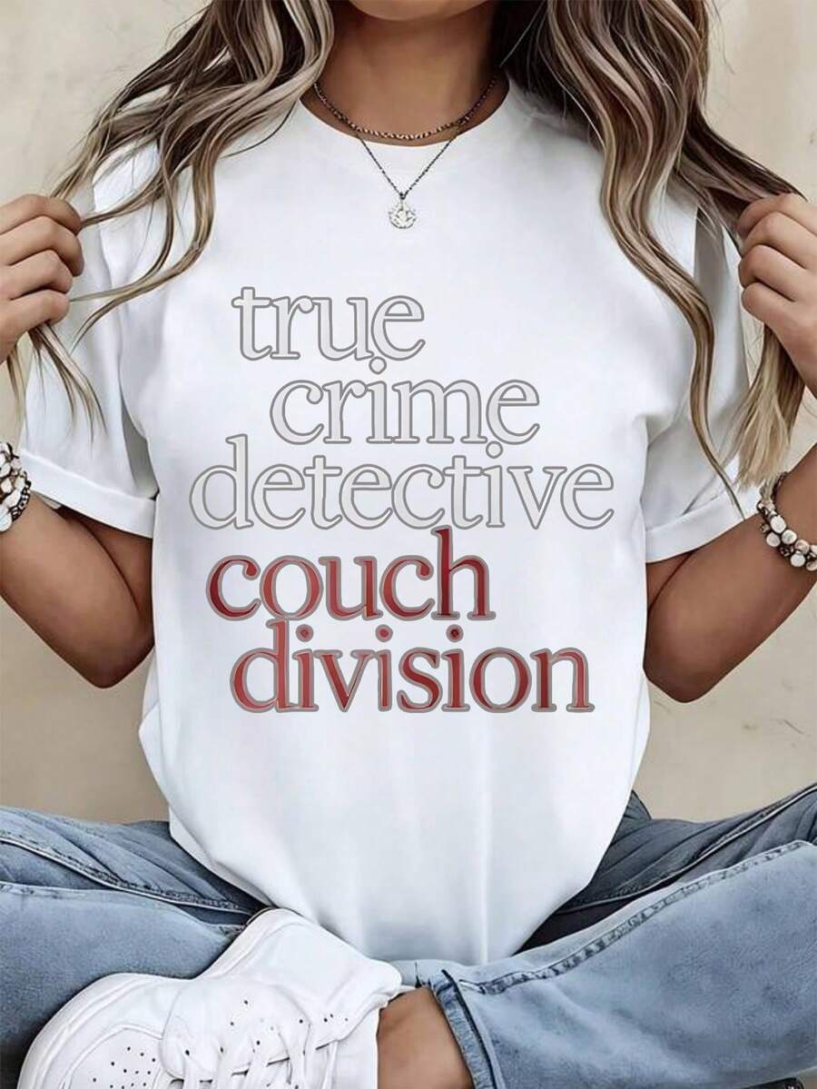 Women's T-Shirt True Crime Detective Couch Division - 白色 - 查看 1
