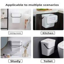 1 Multifunctional Trash Can, 3 Liter/0.79 Gallon Hanging Trash Can, Convenient Kitchen Trash Can, 2-In-1 Wall-Mounted Trash Can, High-Quality Compost Bin, Office Trash Can, Home Supplies, Kitchen Accessories - Multicolor - View 8